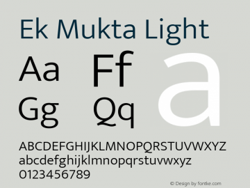 Ek Mukta Light Version 1.2 Font Sample