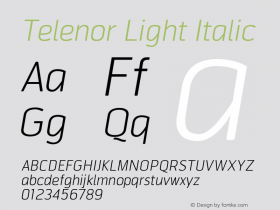 Telenor-LightItalic 001.000 Font Sample