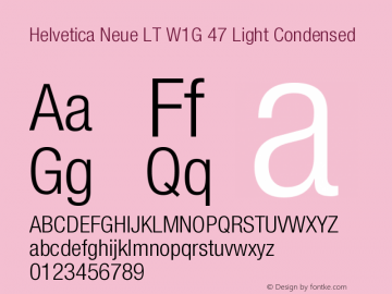 HelveticaNeueLTW1G-LtCn Version 1.100;PS 001.001;hotconv 1.0.38 Font Sample