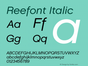 Reefont-Italic Version 002.001 Font Sample