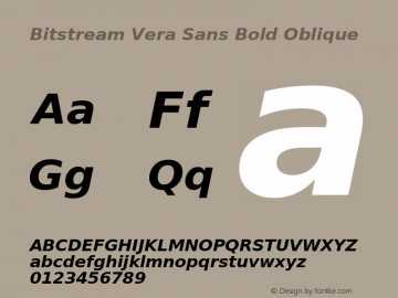 Bitstream Vera Sans Bold Oblique Release 1.10图片样张