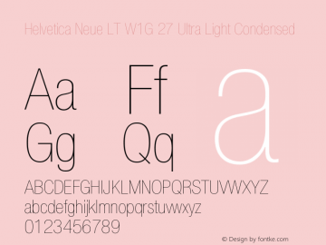 HelveticaNeueLTW1G-UltLtCn Version 1.100;PS 001.001;hotconv 1.0.38 Font Sample