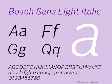 BoschSans-LightItalic Version 001.001图片样张