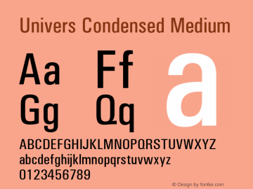 Univers Condensed Medium Version 1.3 (Hewlett-Packard) Font Sample