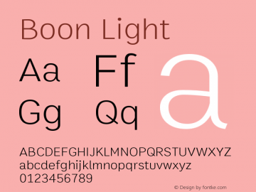 Boon Light Version 3.0 Font Sample