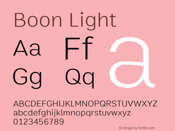 Boon Light Version 3.0 Font Sample