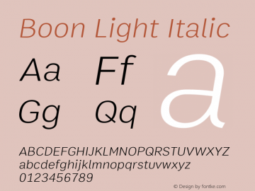 Boon Light Italic Version 3.0图片样张