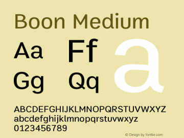 Boon Medium Version 3.0 Font Sample