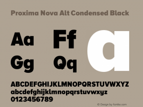 Proxima Nova Alt Condensed Black Version 2.001 Font Sample