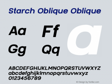 Starch Oblique Version 1.000 Font Sample