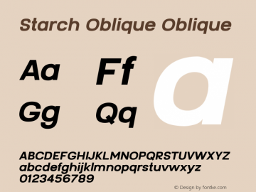 Starch Oblique Version 1.000 Font Sample