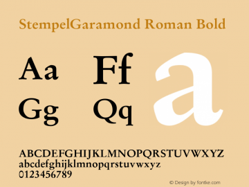 StempelGaramond Roman Bold Version 2.02 Font Sample