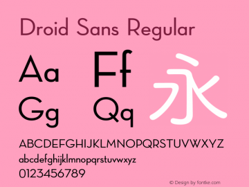 Droid Sans Version 1.00 August 14, 2016, initial release Font Sample