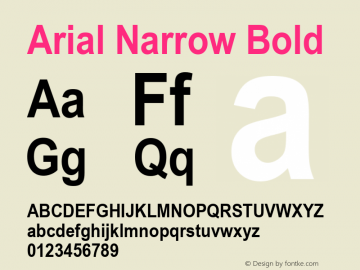 Arial Narrow Bold Version 2.38.1x Font Sample