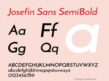 Josefin Sans SemiBold  Font Sample