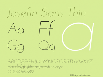 Josefin Sans Thin  Font Sample