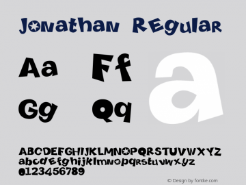 Jonathan Regular Version 1.000;PS 001.000;hotconv 1.0.88;makeotf.lib2.5.64775 Font Sample