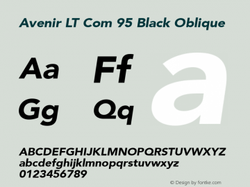 Avenir LT Com 95 Black Oblique Version 1.01图片样张