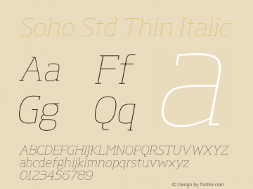 SohoStd-ThinItalic Version 1.000 Font Sample