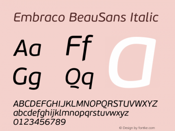 EmbracoBeauSans-Italic Version 1.000图片样张