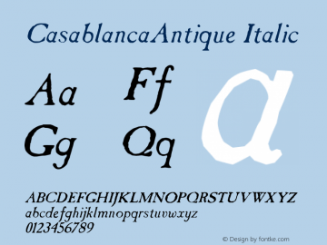 CasablancaAntique Italic v1.0c Font Sample