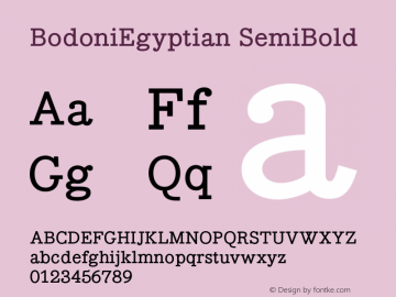 BodoniEgyptian-SemiBold 001.000 Font Sample
