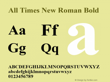 All Times New Roman Bold Version 2.76 Font Sample