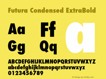 FuturaCondensed(bold) 4.1d4 Font Sample