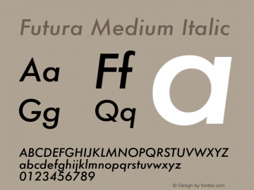 Futura(italic) 4.1d4 Font Sample