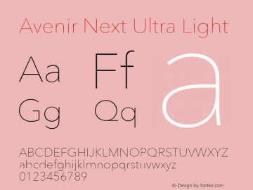 AvenirNext-UltraLight 8.0d2e1 Font Sample