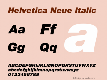 HelveticaNeue-BlackItalic 001.003 Font Sample