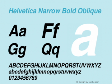 Helvetica Narrow Bold Oblique Version 1.3 (Hewlett-Packard)图片样张