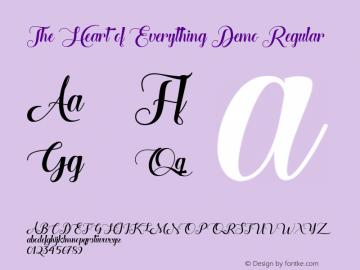 The Heart of Everything Demo Version 1.0 Font Sample