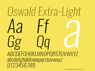 Oswald-Extra-LightItalic 3.0 Font Sample
