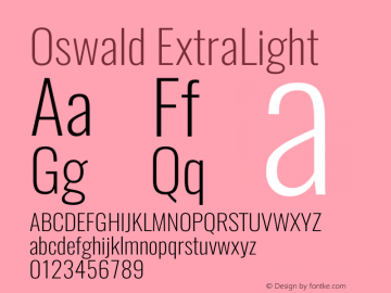 Oswald ExtraLight 3.0 Font Sample