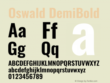 Oswald DemiBold 3.0 Font Sample