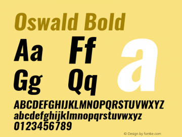 Oswald BoldItalic 3.0 Font Sample