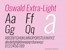 Oswald Extra-LightItalic 3.0图片样张