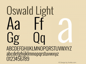 Oswald Light Version 2.3 Font Sample