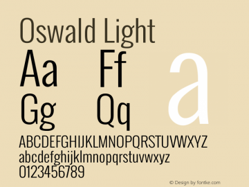 Oswald Light Version 2.3 Font Sample