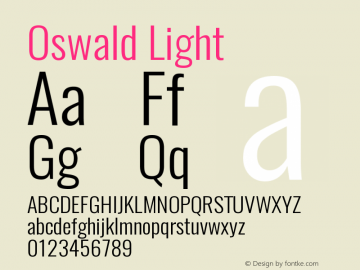 Oswald Light 3.0 Font Sample