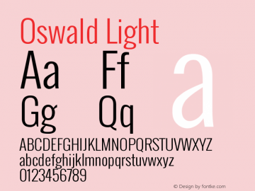 Oswald Light Version 2.3 Font Sample