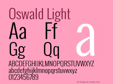 Oswald Light Version 2.002 Font Sample