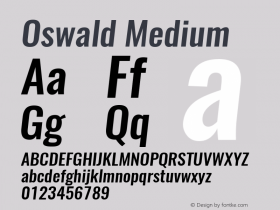 Oswald MediumItalic 3.0 Font Sample