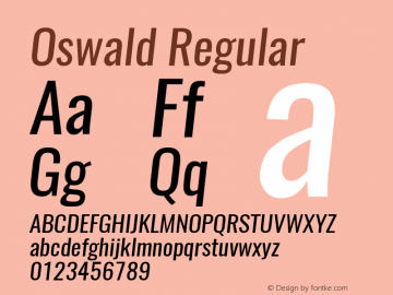 Oswald RegularItalic 3.0 Font Sample