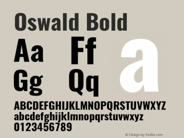 Oswald Bold Version 4.002 Font Sample