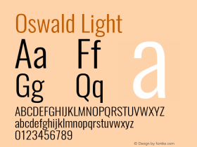 Oswald Light Version 4.002 Font Sample