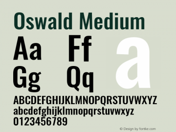 Oswald Medium Version 4.002 Font Sample