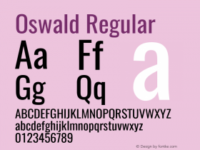 Oswald Regular Version 4.002;PS 004.002;hotconv 1.0.88;makeotf.lib2.5.64775 Font Sample