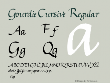 Gourdie Cursive Version 1.0; May 28, 2000 Font Sample